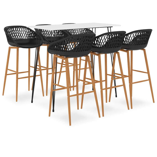vidaXL 7 Piece Bar Set White and Black