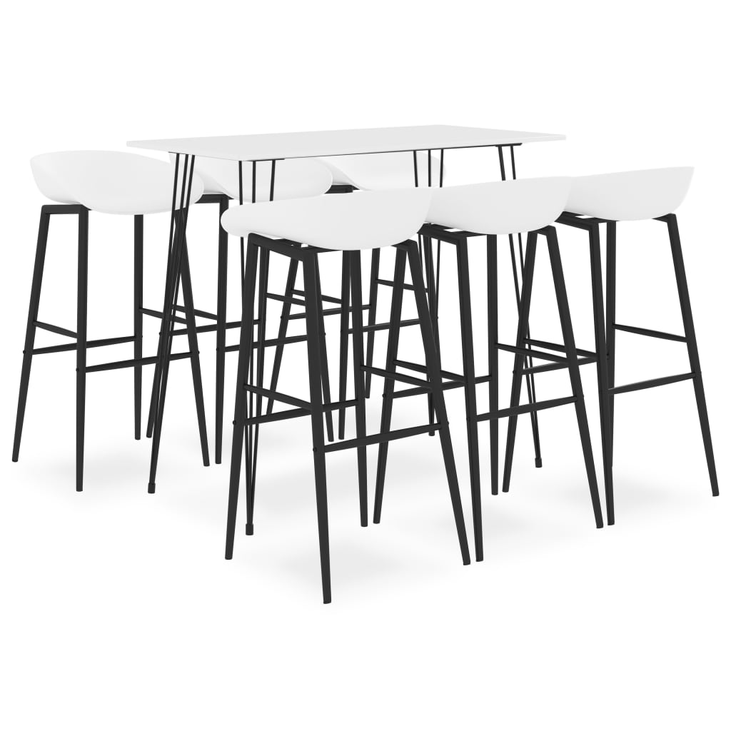 vidaXL 7 Piece Bar Set White