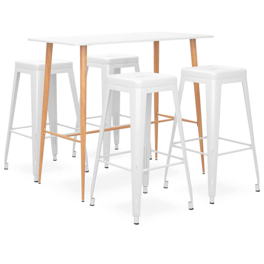 vidaXL 5 Piece Bar Set White
