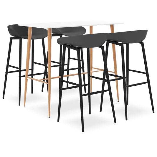 vidaXL 5 Piece Bar Set White and Grey