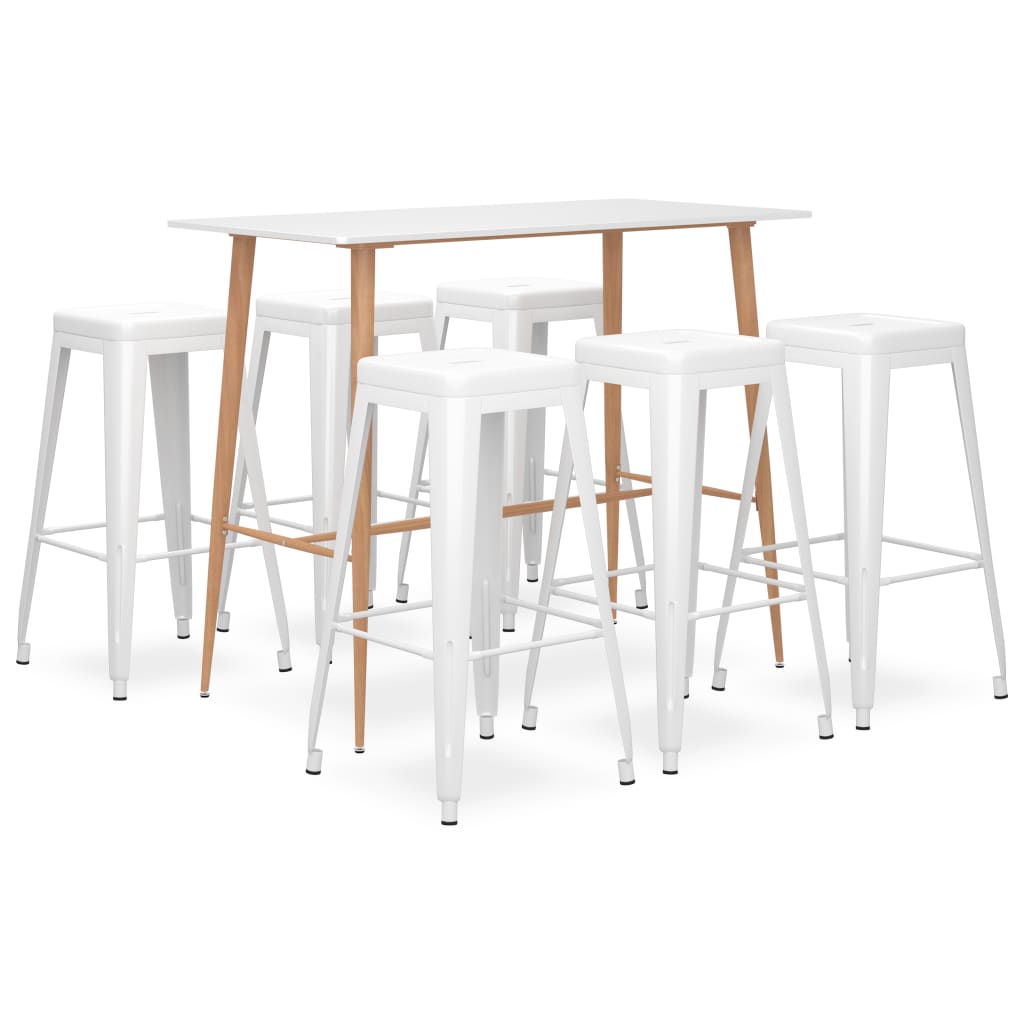vidaXL 7 Piece Bar Set White
