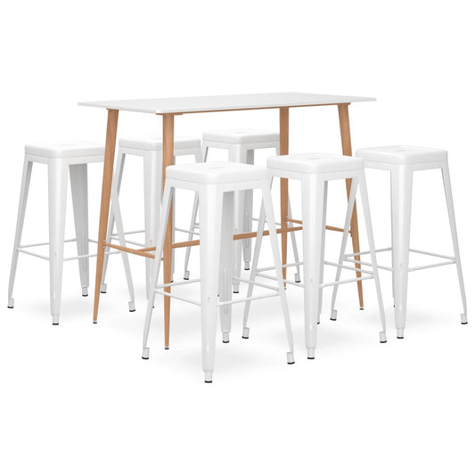 vidaXL 7 Piece Bar Set White