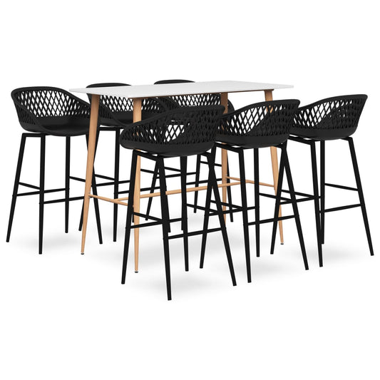 vidaXL 7 Piece Bar Set White and Black