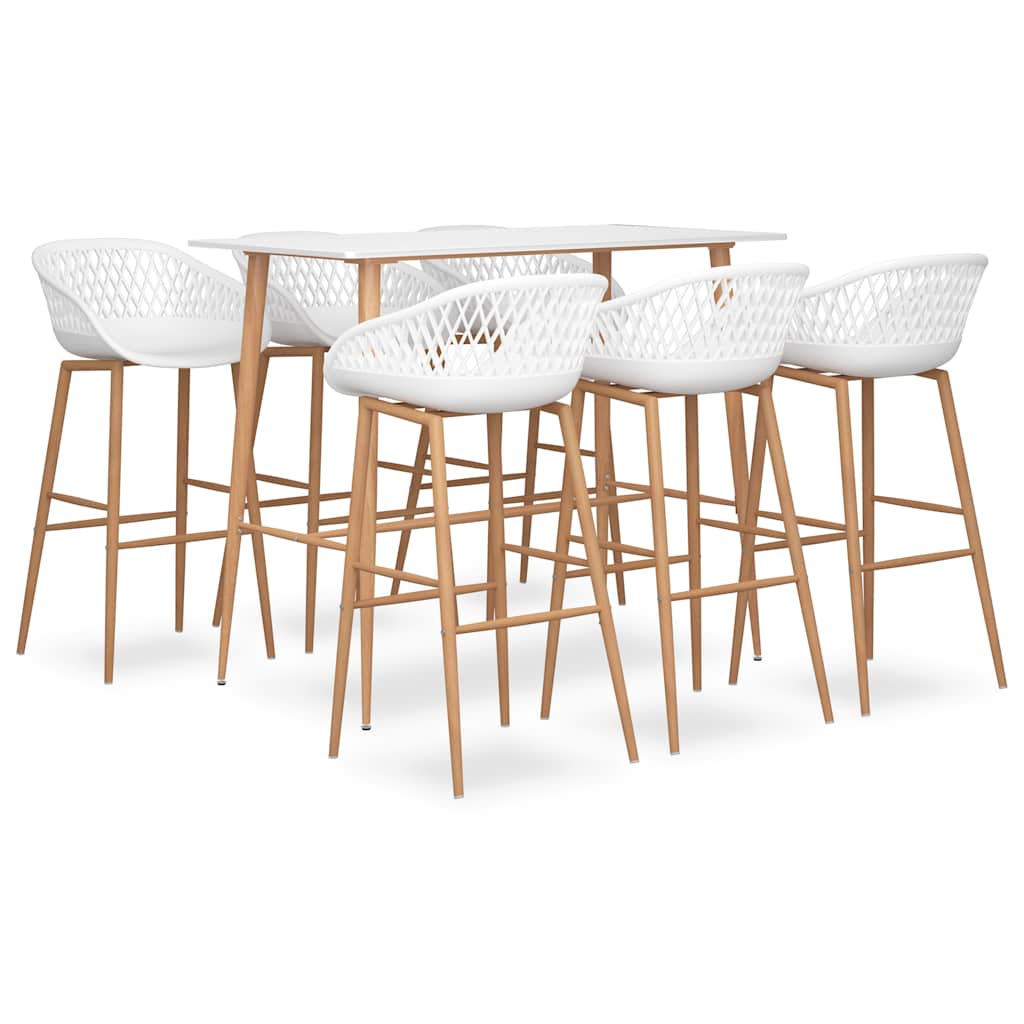 vidaXL 7 Piece Bar Set White