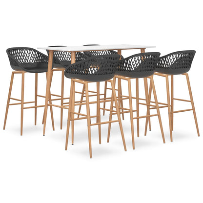 vidaXL 7 Piece Bar Set White and Grey