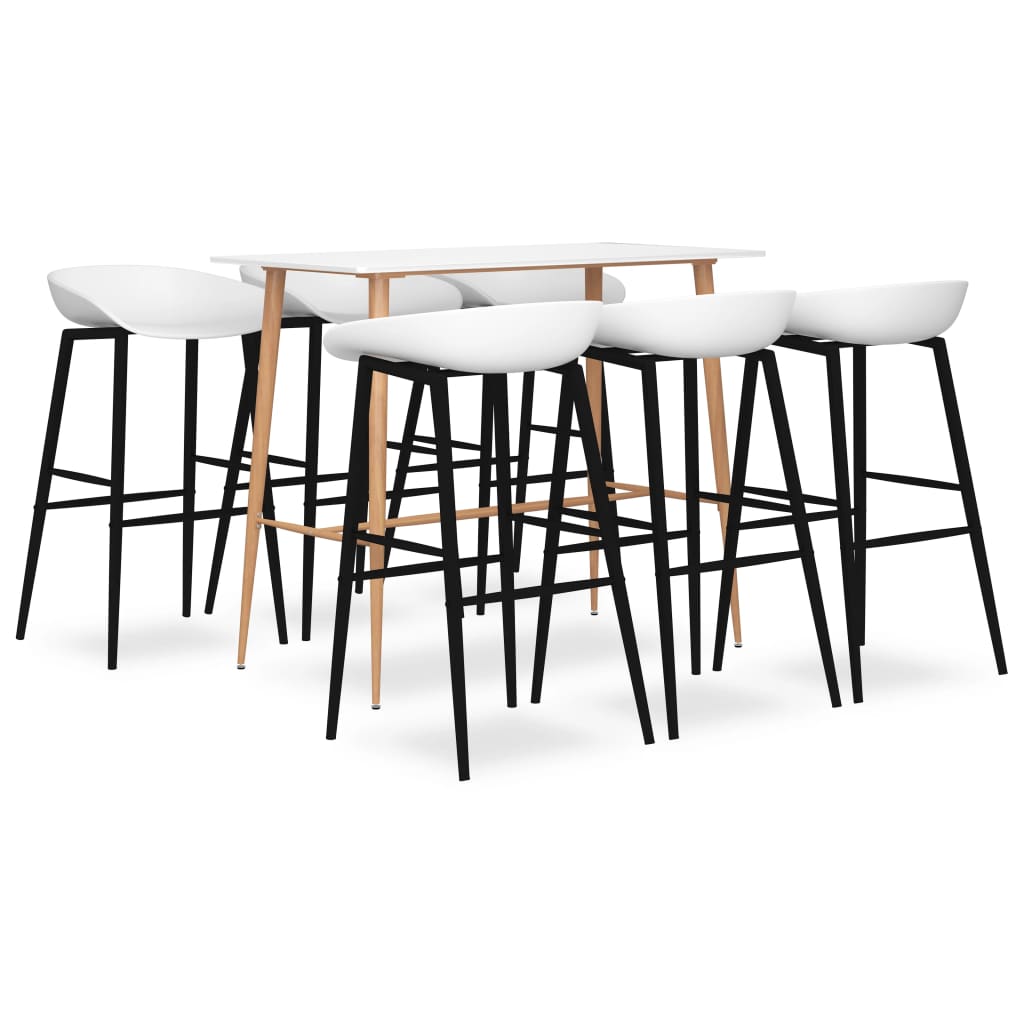 vidaXL 7 Piece Bar Set White