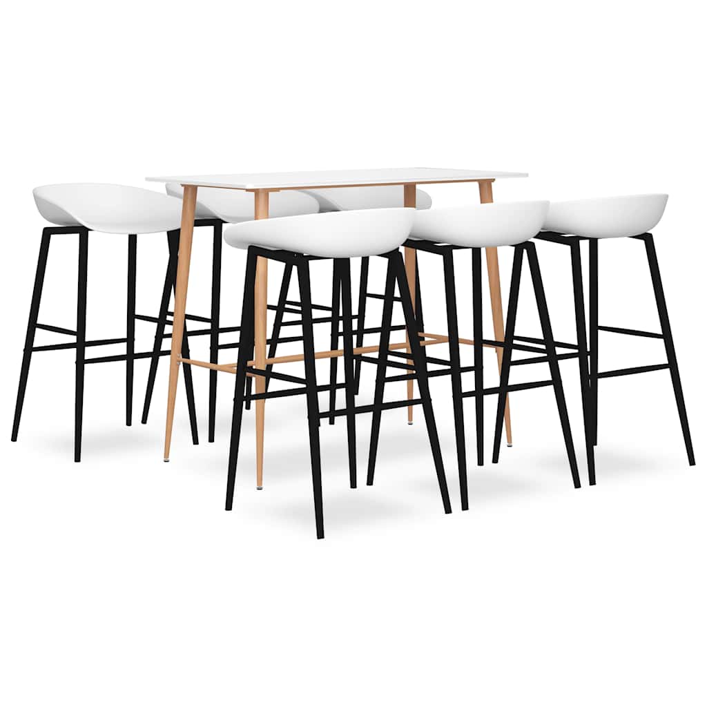 vidaXL 7 Piece Bar Set White