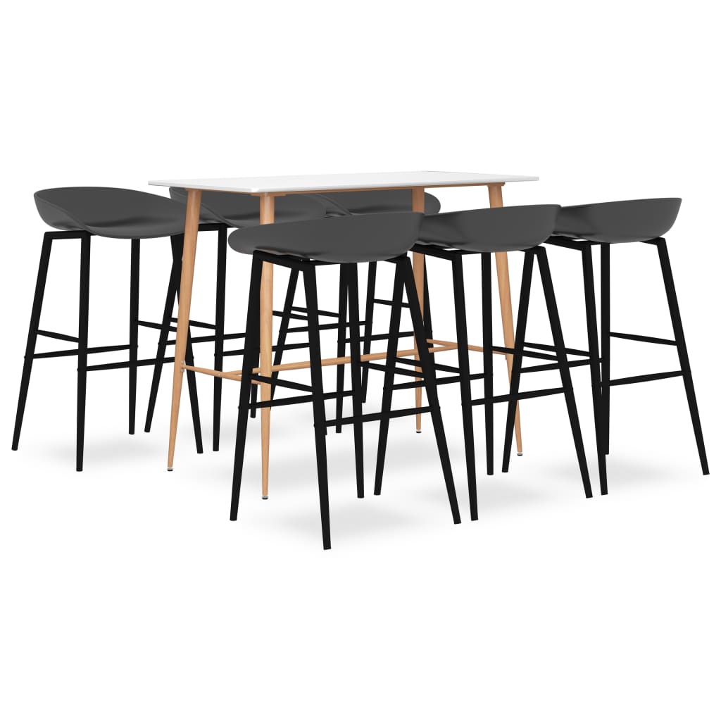 vidaXL 7 Piece Bar Set White and Grey