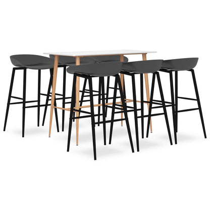 vidaXL 7 Piece Bar Set White and Grey