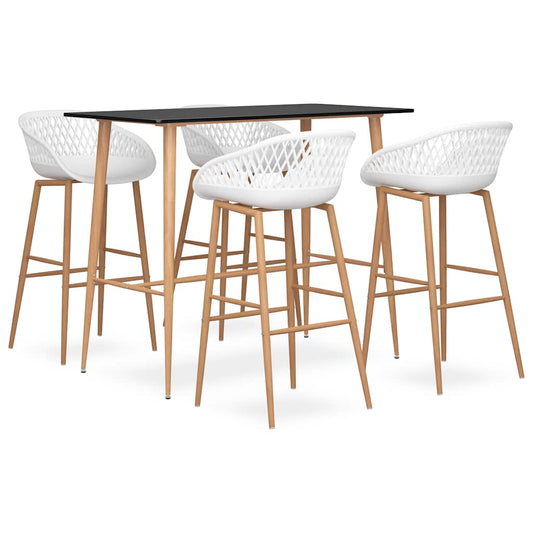 vidaXL 5 Piece Bar Set Black and White