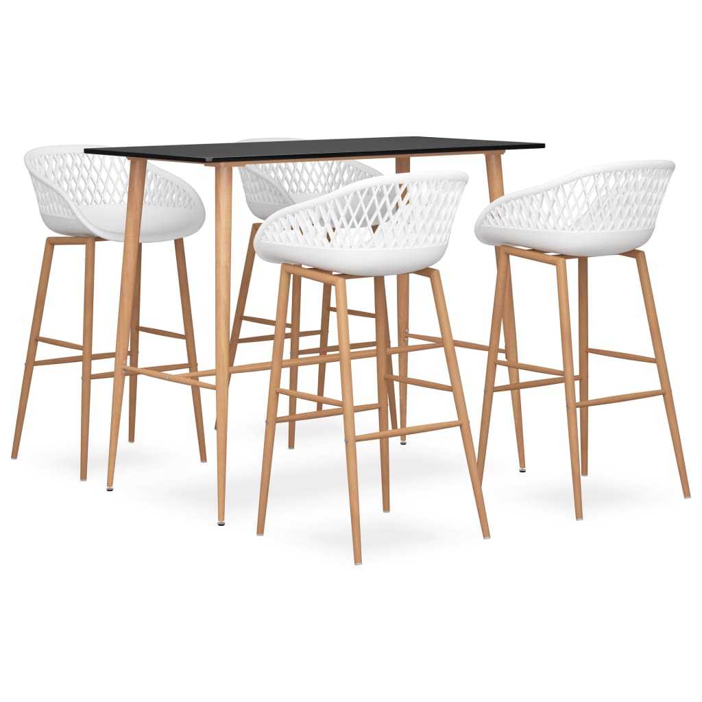 vidaXL 5 Piece Bar Set Black and White