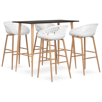 vidaXL 5 Piece Bar Set Black and White