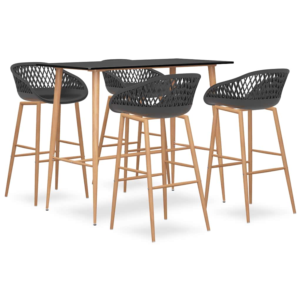 vidaXL 5 Piece Bar Set Black and Grey
