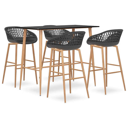 vidaXL 5 Piece Bar Set Black and Grey
