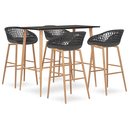 vidaXL 5 Piece Bar Set Black and Grey