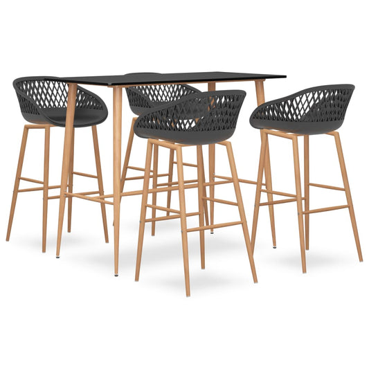 vidaXL 5 Piece Bar Set Black and Grey