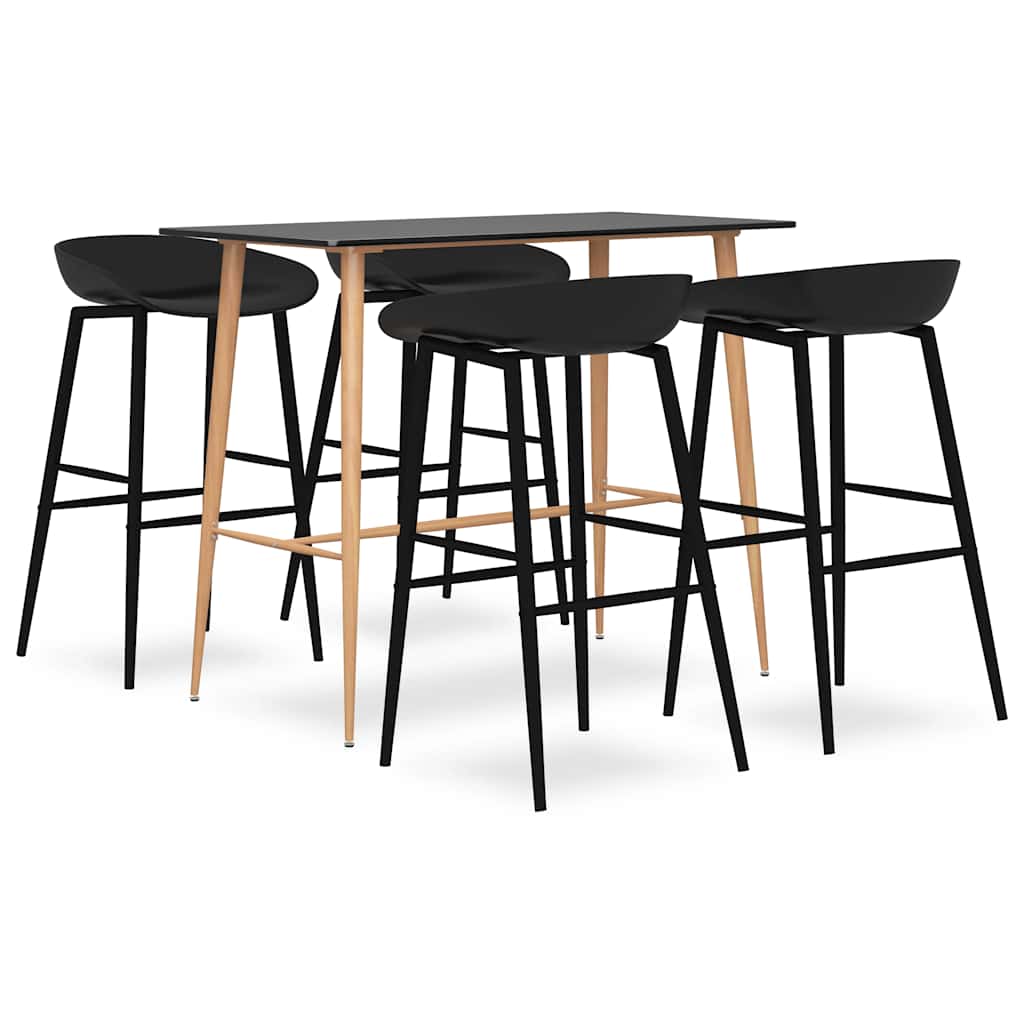 vidaXL Bar Set | Black | MDF, Metal, PP | Ergonomic | Bar Set | Rectangular