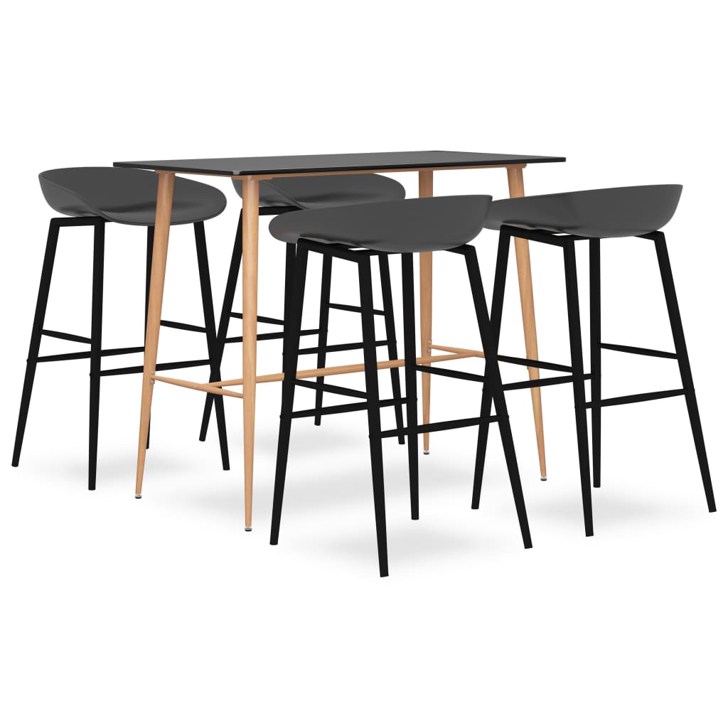 vidaXL 5 Piece Bar Set Black and Grey