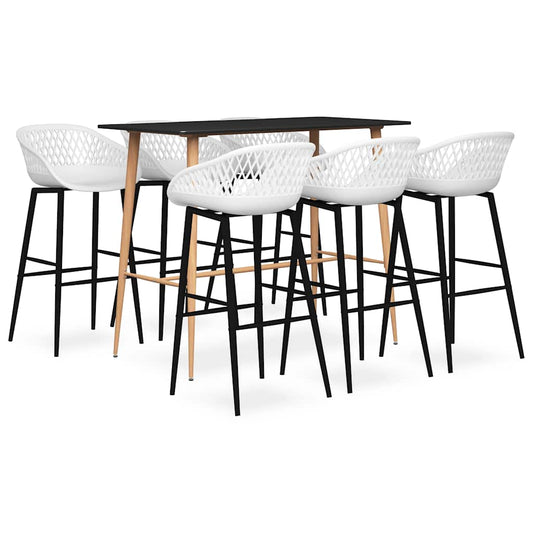 vidaXL 7 Piece Bar Set Black and White