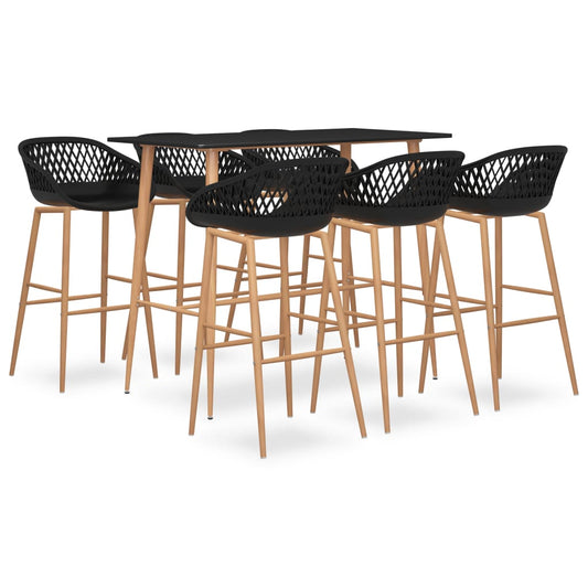 vidaXL 7 Piece Bar Set Black