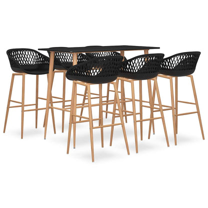 vidaXL 7 Piece Bar Set Black