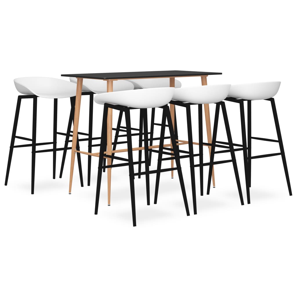 vidaXL 7 Piece Bar Set Black and White