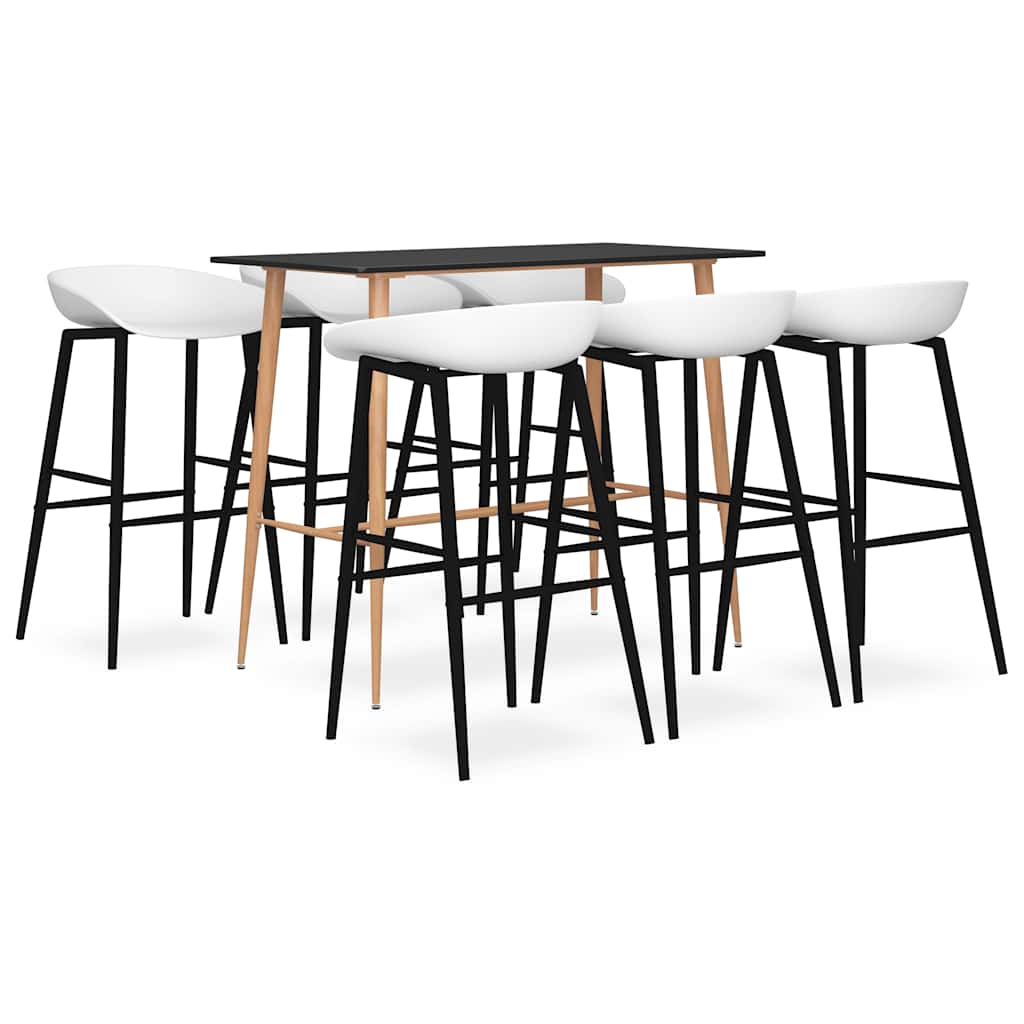 vidaXL 7 Piece Bar Set Black and White