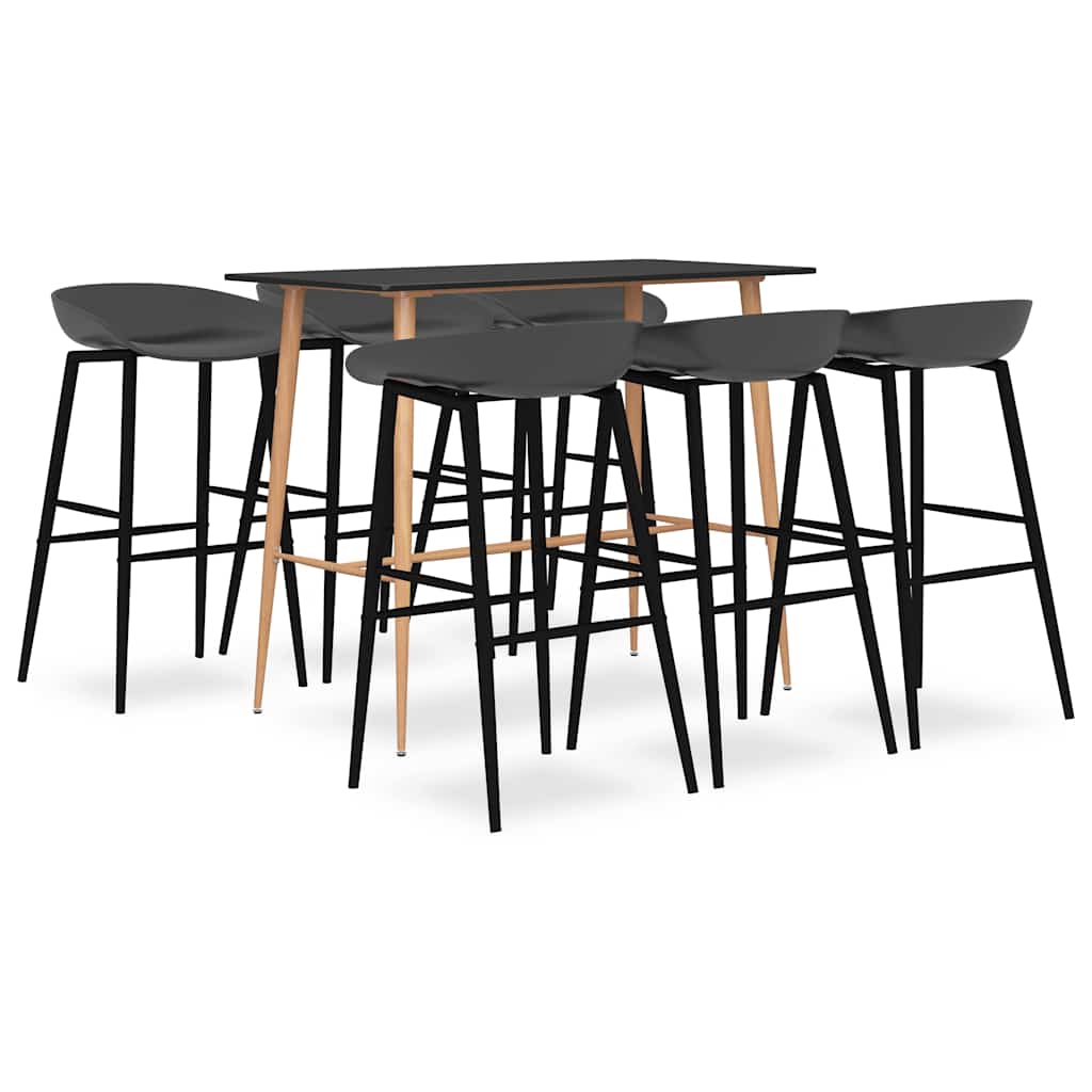 vidaXL 7 Piece Bar Set Black and Grey
