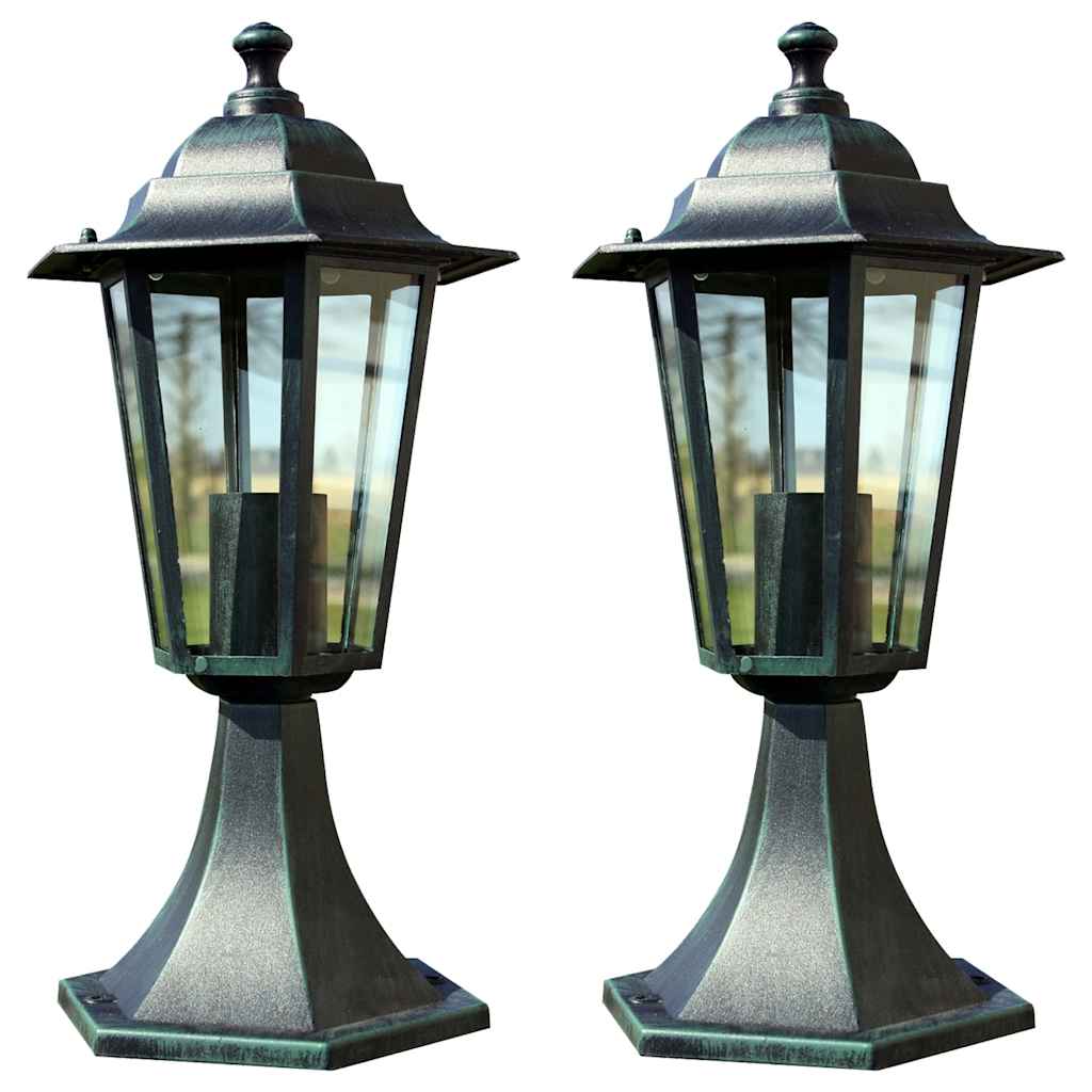 vidaXL Garden Light | Dark Green, Black | Aluminium, Glass