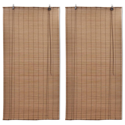 vidaXL Bamboo Roller Blinds 2 pcs Brown 120 x 220 cm