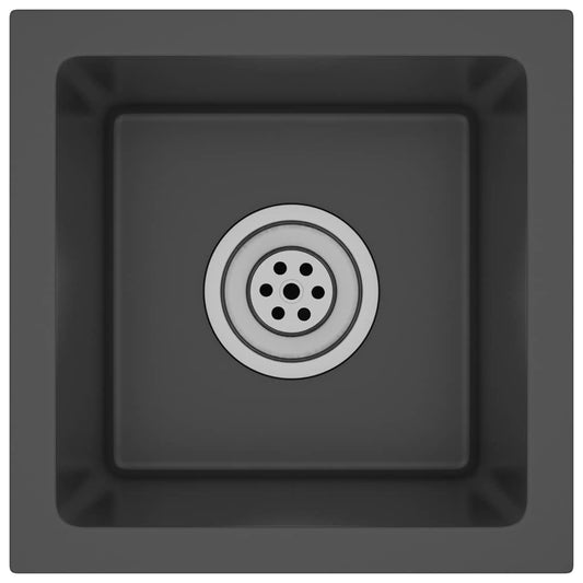vidaXL Handmade Kitchen Sink Black Stainless Steel