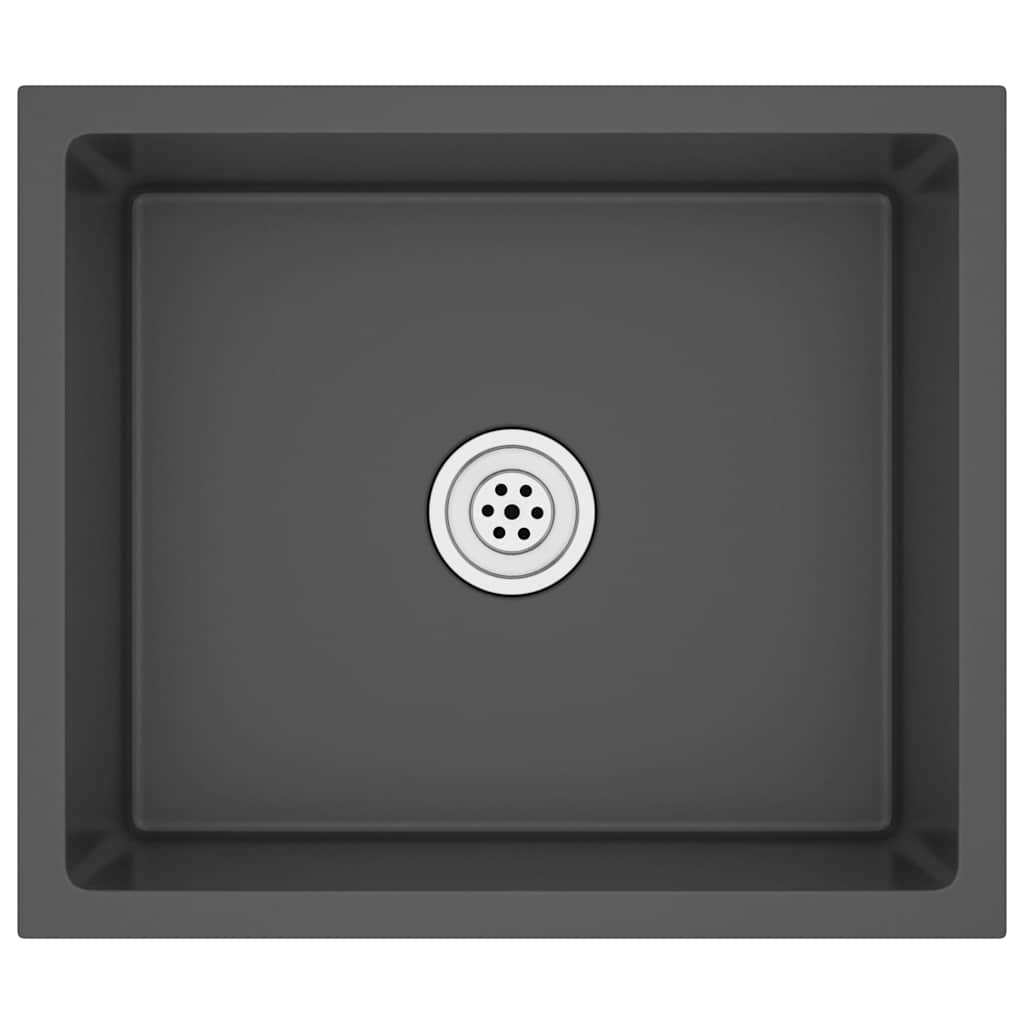 vidaXL Handmade Kitchen Sink Black Stainless Steel