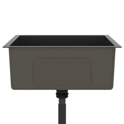 vidaXL Handmade Kitchen Sink Black Stainless Steel