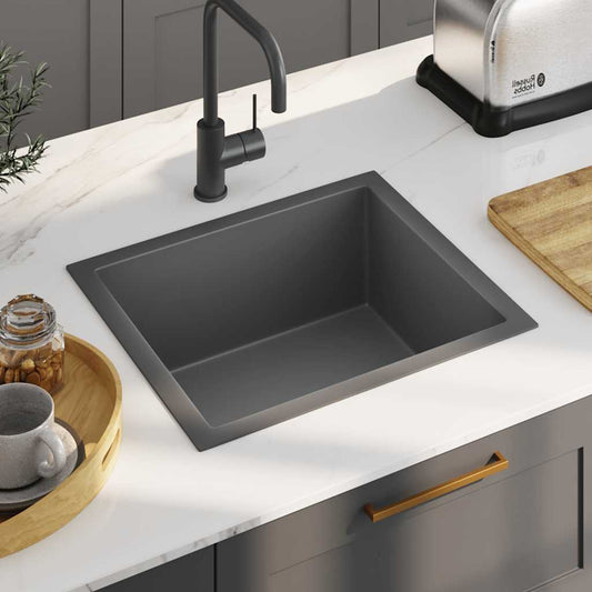 vidaXL Handmade Kitchen Sink Black Stainless Steel