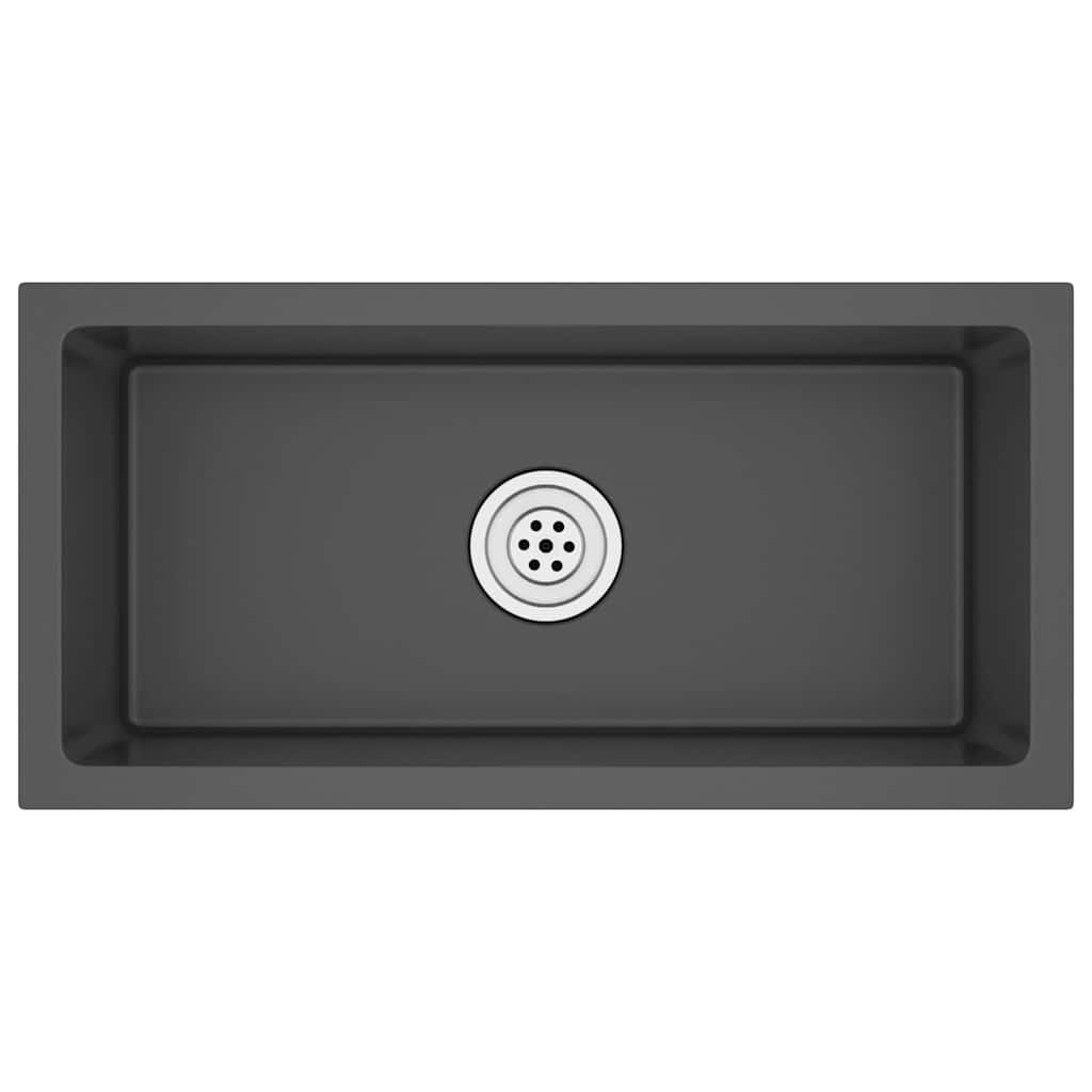 vidaXL Handmade Kitchen Sink Black Stainless Steel