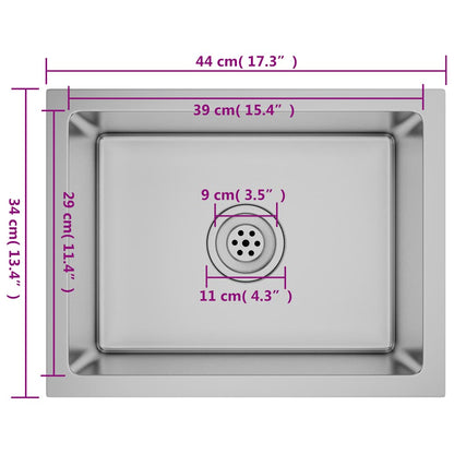 vidaXL Handmade Kitchen Sink Stainless Steel