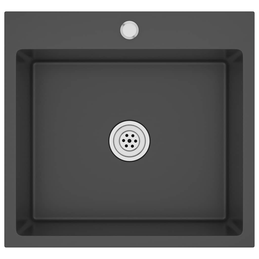 vidaXL Handmade Kitchen Sink Black Stainless Steel