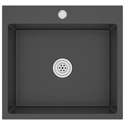 vidaXL Handmade Kitchen Sink Black Stainless Steel
