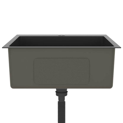 vidaXL Handmade Kitchen Sink Black Stainless Steel