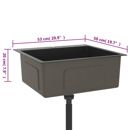 vidaXL Handmade Kitchen Sink Black Stainless Steel