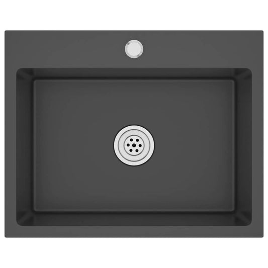 vidaXL Handmade Kitchen Sink Black Stainless Steel