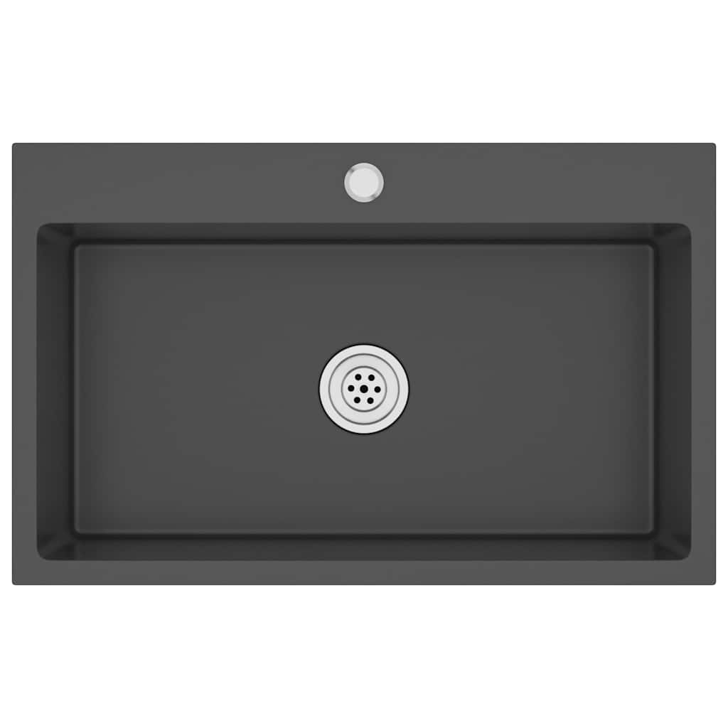 vidaXL Handmade Kitchen Sink Black Stainless Steel