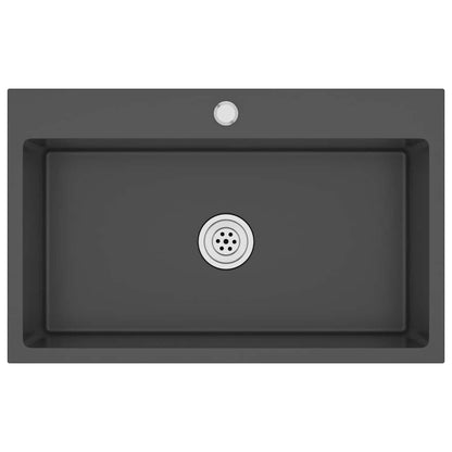 vidaXL Handmade Kitchen Sink Black Stainless Steel