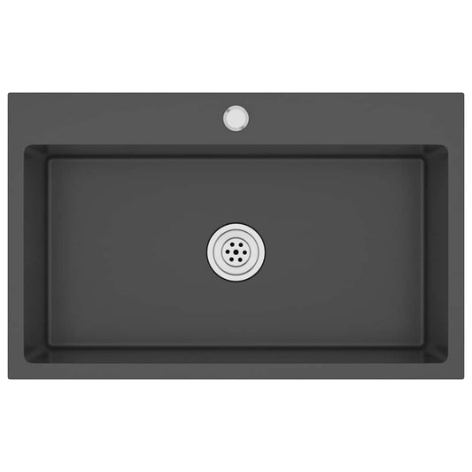 vidaXL Handmade Kitchen Sink Black Stainless Steel