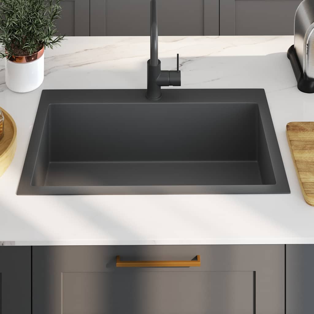 vidaXL Handmade Kitchen Sink Black Stainless Steel