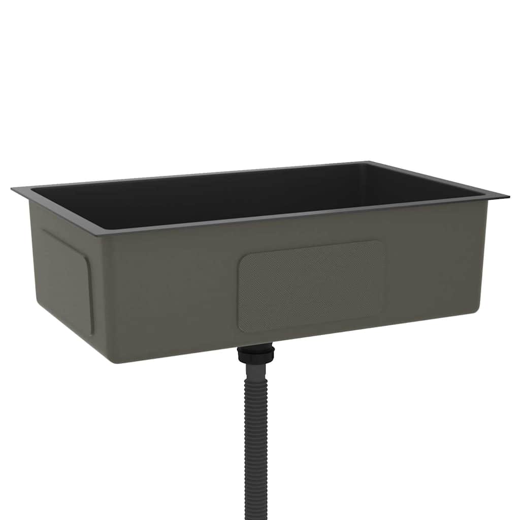 vidaXL Handmade Kitchen Sink Black Stainless Steel