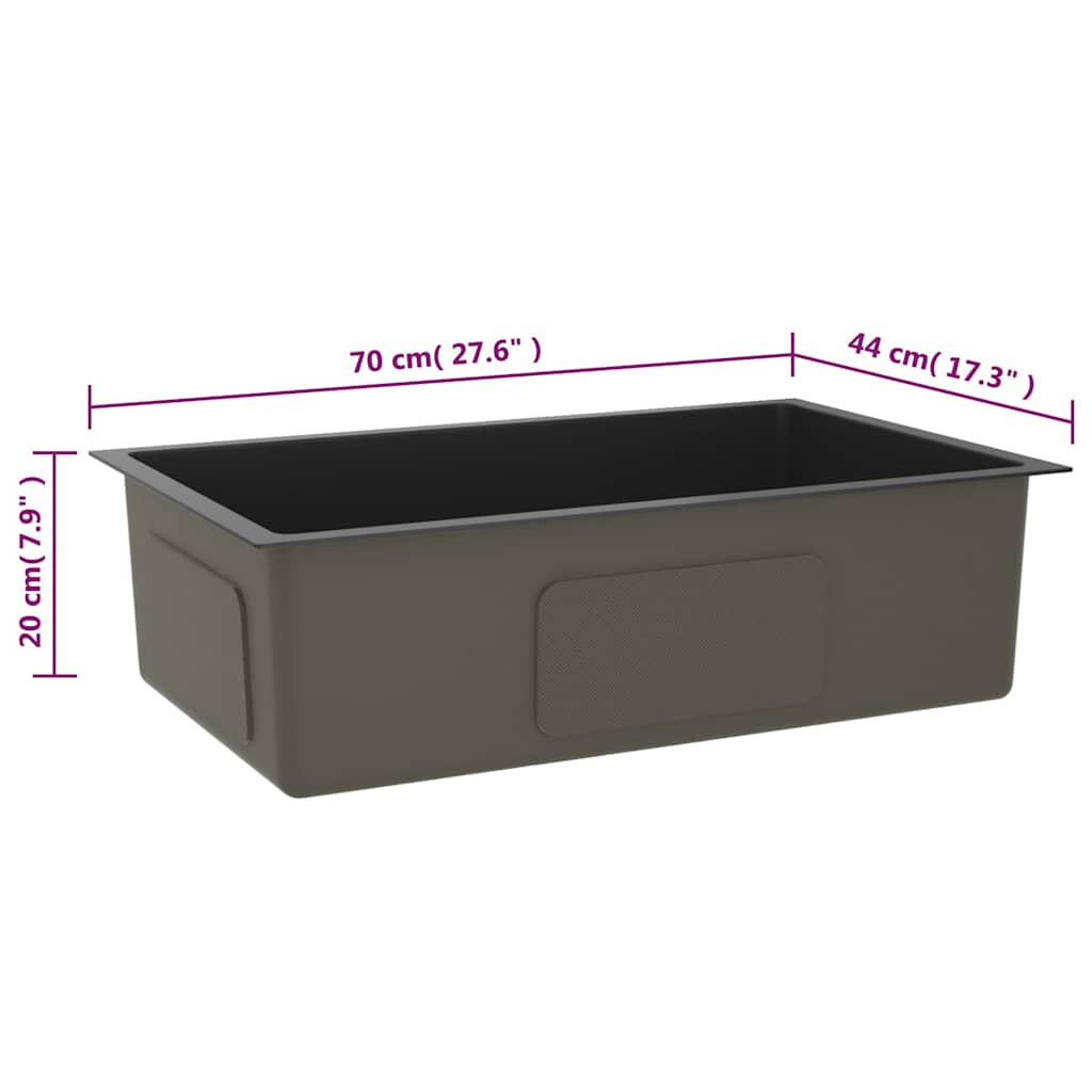 vidaXL Handmade Kitchen Sink Black Stainless Steel
