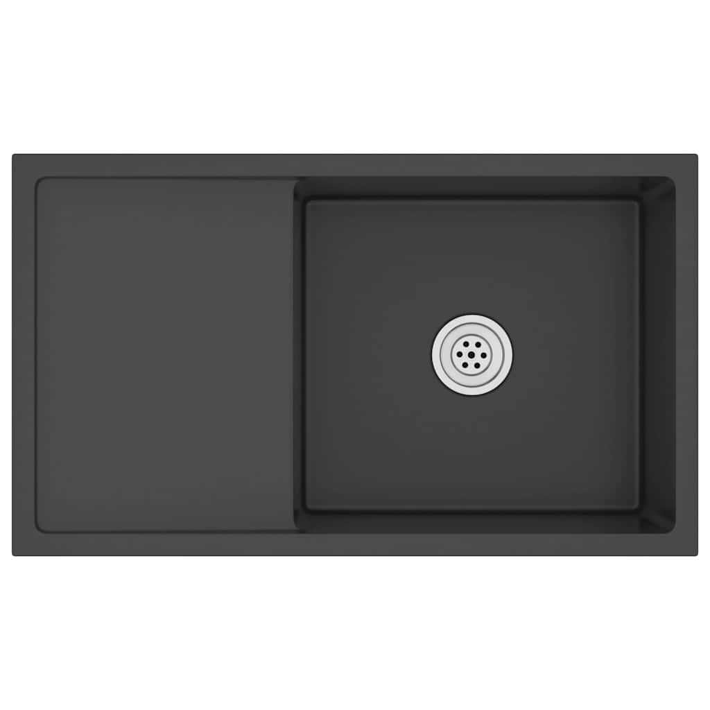 vidaXL Handmade Kitchen Sink Black Stainless Steel