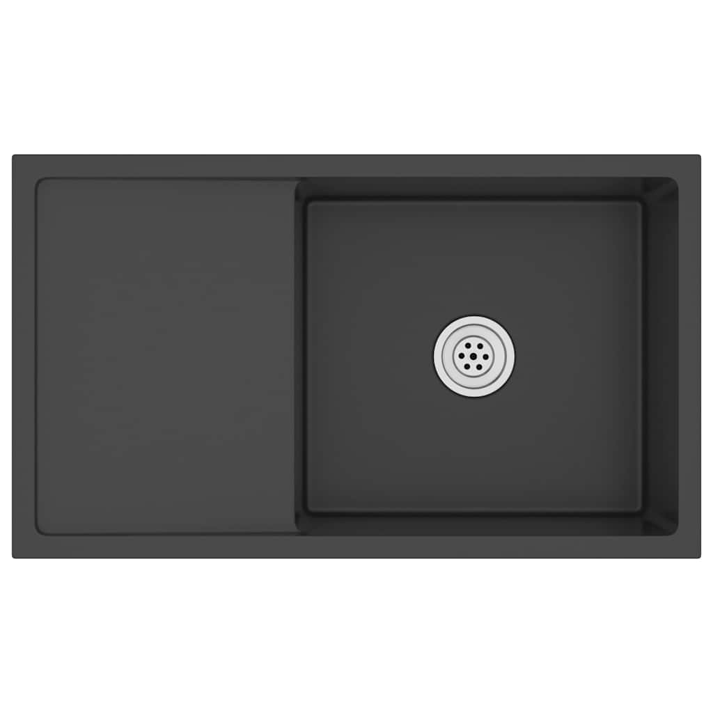 vidaXL Handmade Kitchen Sink Black Stainless Steel