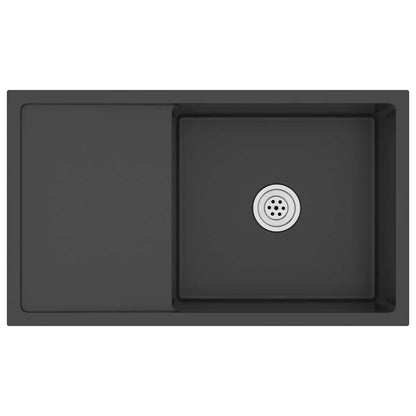 vidaXL Handmade Kitchen Sink Black Stainless Steel